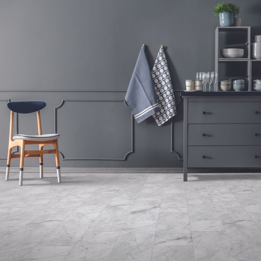 Tile floors in a pantry